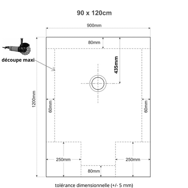 PLANETE BAIN - Receveur de douche 90x120 extra plat à poser blanc - large