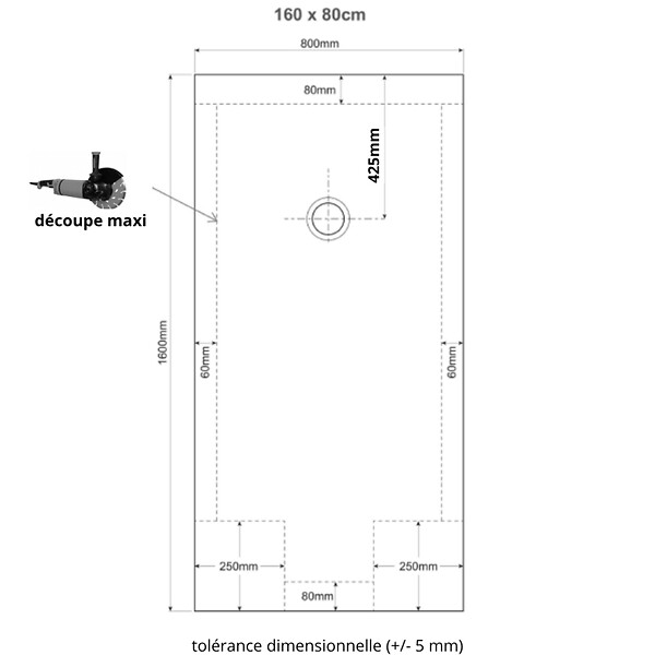 PLANETE BAIN - Receveur de douche à poser 80X160 cm noir taille xxl - large