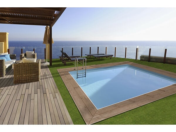 HABITAT ET JARDIN - Piscine bois rectangle " Zanzibar "- 3,50 x 2,30 x 1,24  m - large