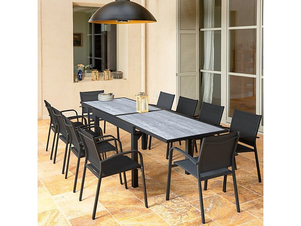 HABITAT ET JARDIN - Table jardin en aluminium extensible "Lagos" - 200/320 x 105 x 76 cm - Gris - large