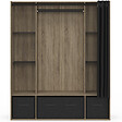 ID MARKET - Dressing penderie DIANE 140 x 45 x 167 cm hêtre avec étagères + boites de rangement + rideau noir - vignette