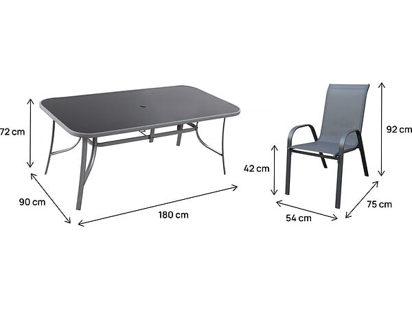 HABITAT ET JARDIN - Table et chaises de jardin en textilène "Cordoba XL 180" - 8 places - Gris - large