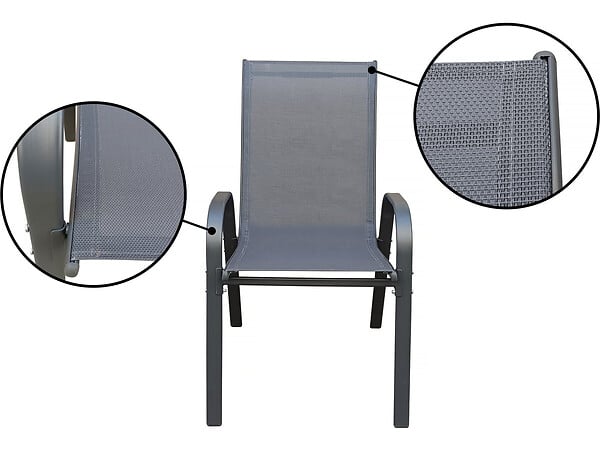 HABITAT ET JARDIN - Table et chaises de jardin en textilène "Cordoba XL 180" - 8 places - Gris - large