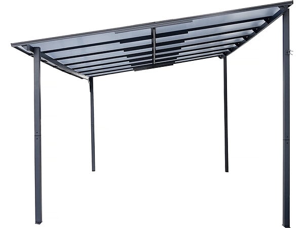 HABITAT ET JARDIN - Pergola tonnelle adossée "Marvin" - 4 x 3 m - 423 x 298 x 243 cm - Gris foncé - large