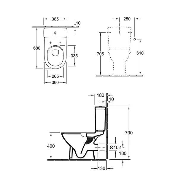 VILLEROY ET BOCH - Combipack O.NOVO Plus avec DirectFlush WC à poser en céramique - Sortie horizontale - Couleur : blanc - avec abattant coordonné. - large