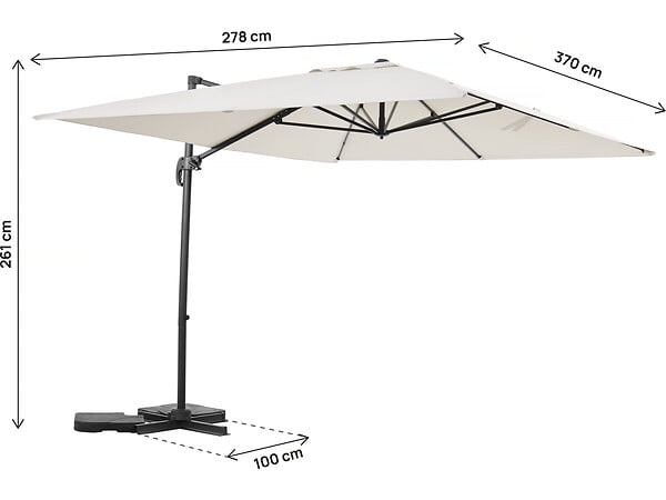 HABITAT ET JARDIN - Parasol jardin déporté en aluminium "Sky 4" - 3 x 4 m - Ecru - large