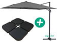 HABITAT ET JARDIN - Parasol jardin déporté Alu "Sun 3" - Carré - 3 x 3 m - Gris - Dalles incluses - vignette