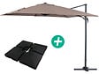 HABITAT ET JARDIN - Parasol jardin déporté Alu "Sun 3" - Carré - 3 x 3 m - Taupe - Dalles incluses - vignette