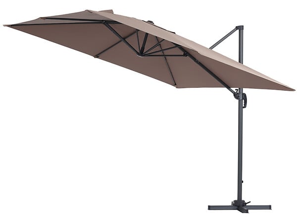 HABITAT ET JARDIN - Parasol jardin déporté Alu "Sun 3" - Carré - 3 x 3 m - Taupe - Dalles incluses - large