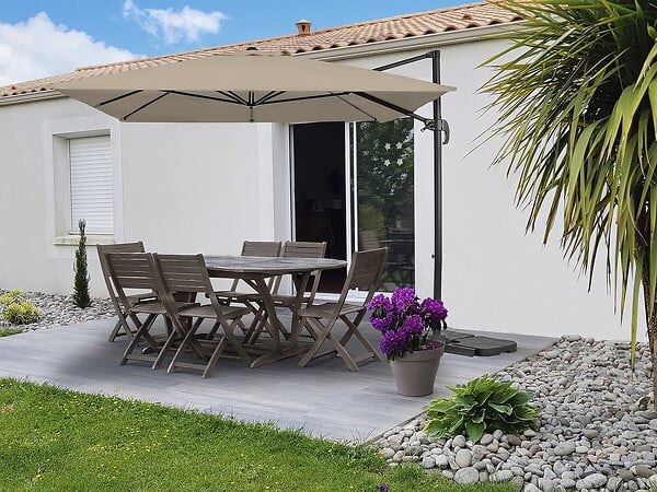 HABITAT ET JARDIN - Parasol jardin déporté en aluminium "Sky 4" - 3 x 4 m - Taupe - large