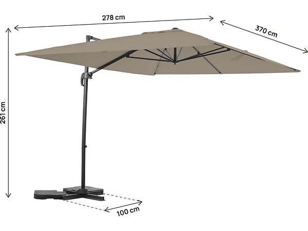 HABITAT ET JARDIN - Parasol jardin déporté en aluminium "Sky 4" - 3 x 4 m - Taupe - large