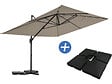HABITAT ET JARDIN - Parasol jardin déporté en aluminium "Sky 4" - 3 x 4 m - Taupe - Dalles à lester incluses - vignette