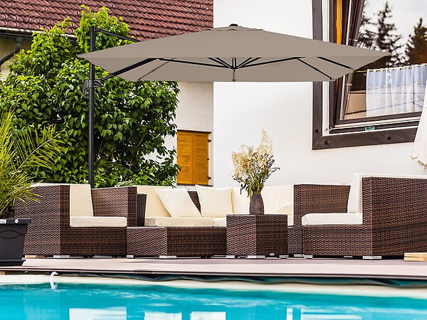 HABITAT ET JARDIN - Parasol jardin déporté en aluminium "Sky 4" - 3 x 4 m - Taupe - Dalles à lester incluses - large