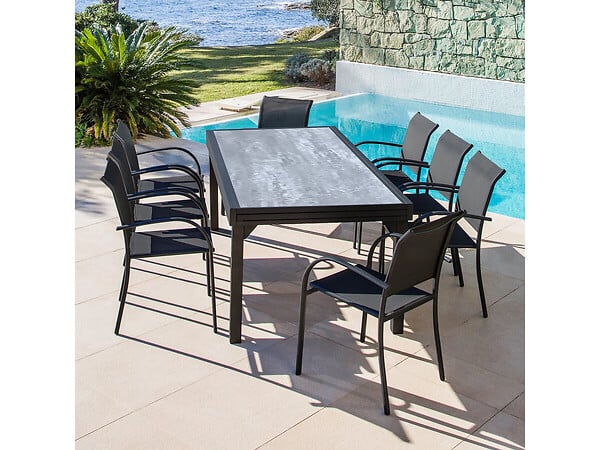 HABITAT ET JARDIN - Table de jardin en aluminium extensible "Lagos" - 140/280 x 90 x 76 cm - Gris - large