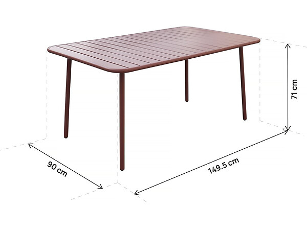 HABITAT ET JARDIN - Table jardin en métal "Bilbao" - 150 x 90 x 71 cm - Terracotta - large