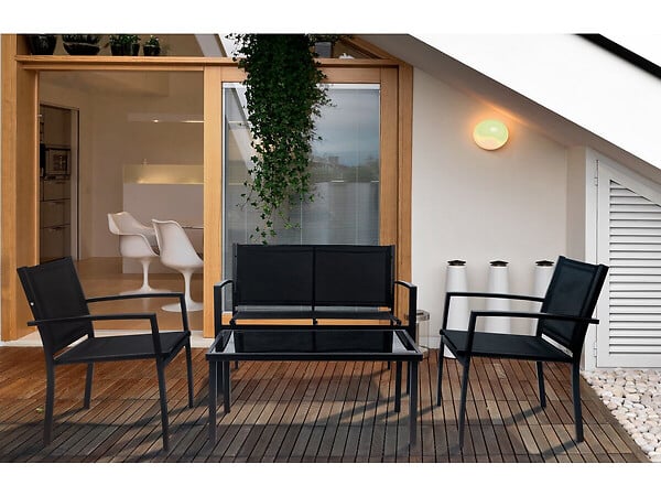 HABITAT ET JARDIN - Salon de jardin bas "Lino" - 4 places  - Noir - large