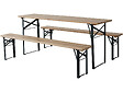 HABITAT ET JARDIN - Table de jardin brasserie pliante avec 2 bancs " Lisbonne " - 176 x 46 x 75 cm -  Marron - vignette