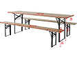 HABITAT ET JARDIN - Table de jardin brasserie pliante avec 2 bancs " Lisbonne " - 176 x 46 x 75 cm -  Marron - vignette