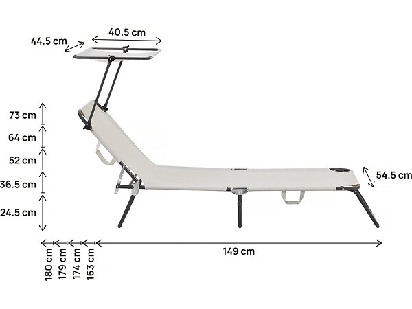 HABITAT ET JARDIN - Lot de 2 bain de soleil pliable "Lazy" - Avec pare soleil - Beige - large