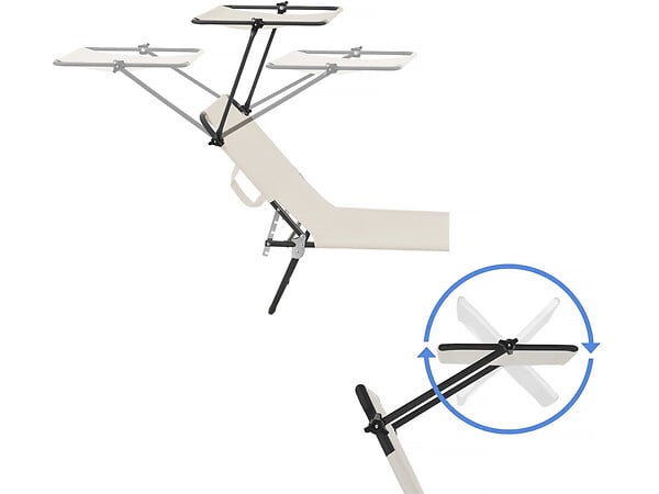 HABITAT ET JARDIN - Lot de 2 bain de soleil pliable "Lazy" - Avec pare soleil - Beige - large
