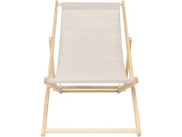 HABITAT ET JARDIN - Lot de 2 transats en bois "Chilienne" - 107 x 56.5 x 81 cm - Ecru - large