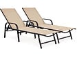 HABITAT ET JARDIN - Lot de 2 Bains de soleil en métal "Farniente" - Beige - vignette