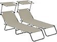 HABITAT ET JARDIN - Lot de 2 bains de soleil pliable "Lazy" - Avec pare soleil - Taupe - vignette