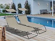 HABITAT ET JARDIN - Lot de 2 bains de soleil pliable "Lazy" - Avec pare soleil - Taupe - vignette