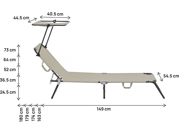 HABITAT ET JARDIN - Lot de 2 bains de soleil pliable "Lazy" - Avec pare soleil - Taupe - large