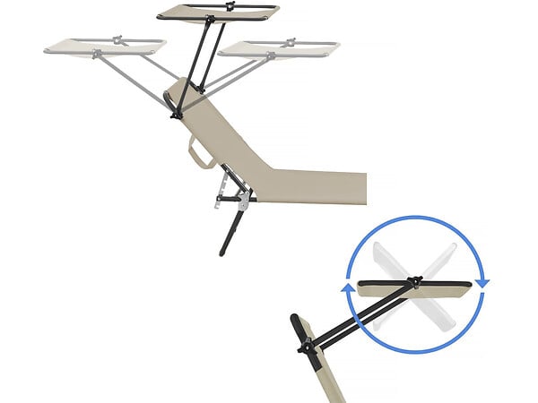 HABITAT ET JARDIN - Lot de 2 bains de soleil pliable "Lazy" - Avec pare soleil - Taupe - large