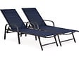 HABITAT ET JARDIN - Lot de 2 Bains de soleil en métal avec accoudoirs "Farniente" - Bleu nuit - vignette