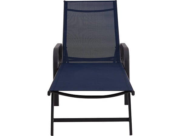 HABITAT ET JARDIN - Lot de 2 Bains de soleil en métal avec accoudoirs "Farniente" - Bleu nuit - large
