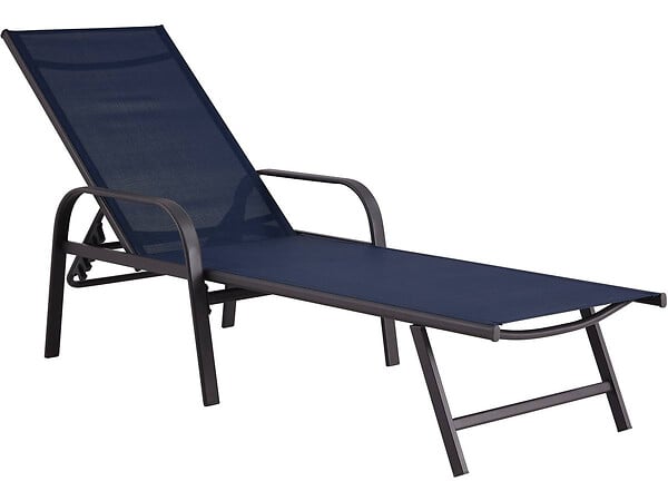 HABITAT ET JARDIN - Lot de 2 Bains de soleil en métal avec accoudoirs "Farniente" - Bleu nuit - large