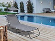 HABITAT ET JARDIN - Bain de soleil pliable "Lazy" - Avec pare soleil - Gris - vignette