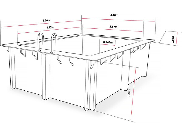 HABITAT ET JARDIN - Piscine bois rectangle " Caimans 140 " - 4.10 x 3.00 x 1.39  m + Pompe à chaleur  3.5 kw/h - large