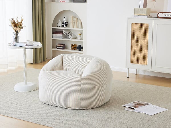 HABITAT ET JARDIN - Pouf en velours côtelé  "Cusco" - 80 x 74 x 49 cm - Beige - large