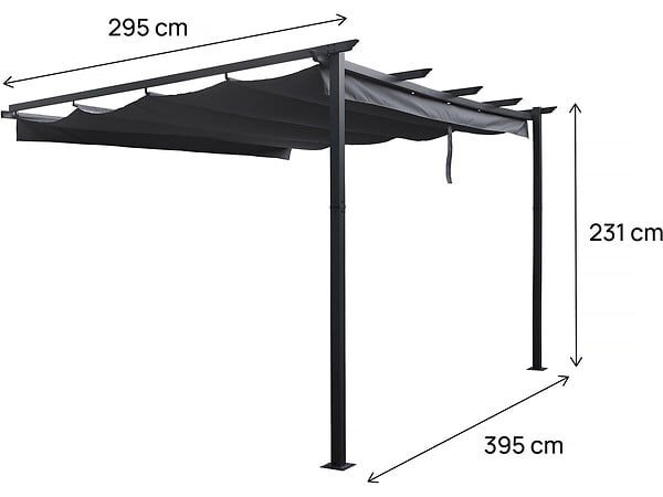 HABITAT ET JARDIN - Pergola adossée en aluminium avec toit rétractable-  3 x 4 m -  Gris - large