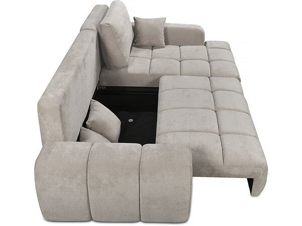 HABITAT ET JARDIN - Canapé d'angle droit convertible en tissu chenille "Verneuil" - 3 places - Beige - large