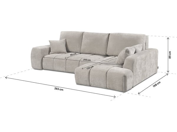 HABITAT ET JARDIN - Canapé d'angle droit convertible en tissu chenille "Verneuil" - 3 places - Beige - large
