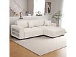 HABITAT ET JARDIN - Canapé d'angle convertible tissu chenille 3 places - "Trocadero" - Crème - vignette
