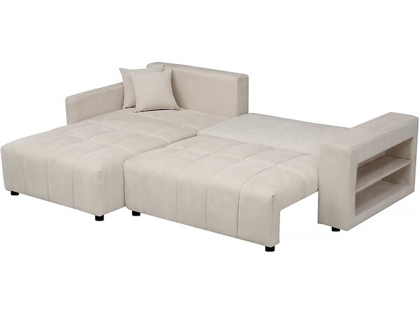 HABITAT ET JARDIN - Canapé d'angle convertible tissu chenille 3 places - "Trocadero" - Crème - large