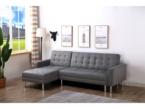 HABITAT ET JARDIN - Canapé d'angle convertible et réversible "Theo"- 4 places - Gris - large