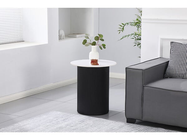 HABITAT ET JARDIN - Table d'appoint, bout de canapé, table de chevet en céramique "Eclat" - 50 x 50 x 55 cm - Blanc - large