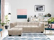 HABITAT ET JARDIN - Canapé droit design en tissu chenille 3 places "Foch" - Beige - vignette