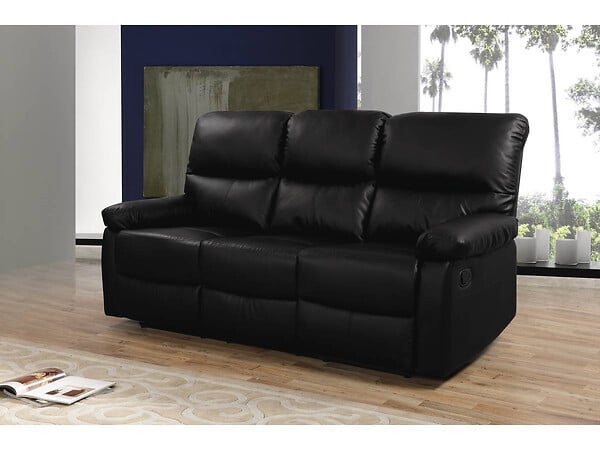 HABITAT ET JARDIN - Canapé relax "Lincoln" - 197 x 89 x 103 cm - 3 places - Noir - large