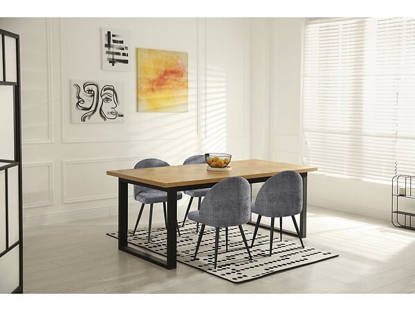 HABITAT ET JARDIN - Lot de 2 chaises en tissu "Samuel" - 53 x 51 x 82 cm - Gris - large