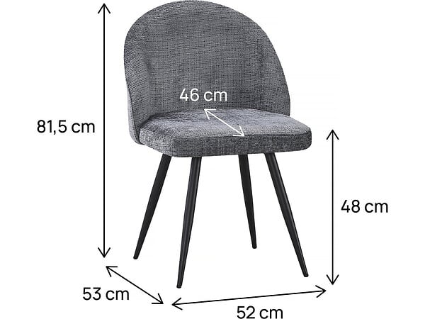 HABITAT ET JARDIN - Lot de 2 chaises en tissu "Samuel" - 53 x 51 x 82 cm - Gris - large