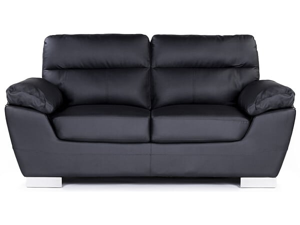 HABITAT ET JARDIN - Canapé fixe en cuir reconstitué et PVC "Dallas" - 169 x 88 x 90 cm - 2 places - Noir - large