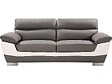 HABITAT ET JARDIN - Canapé fixe en cuir reconstitué et PVC " Dallas" - 210 x 88 x 90 cm - 3 places - Gris/Blanc - vignette