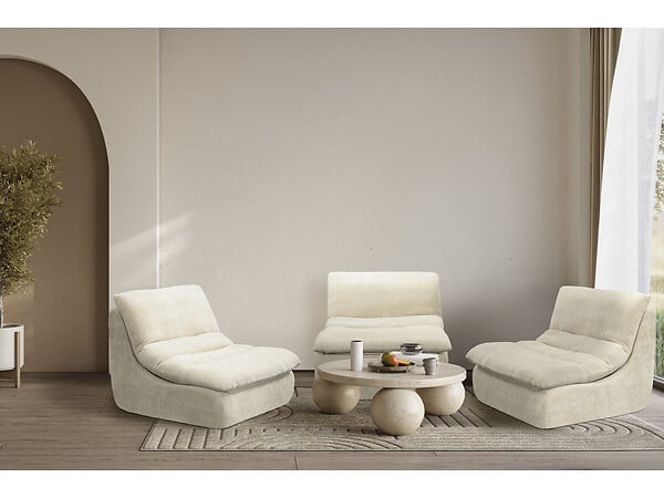 HABITAT ET JARDIN - Chauffeuse en tissu texturé "Candela" - 81 x 96 x 75 cm - Beige - large